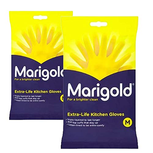 MARIGOLD Unisex Ringelblumen-Handschuhe, Medium, Ringelblume, Extra Life, Küchenhandschuhe, Größe M, 2 Paar von MARIGOLD