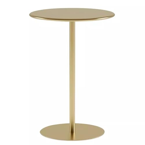 Bistrotisch aus Metall, runder Cocktailtisch in Barhöhe mit Metallfuß, runder hoher Thekentisch in Barhöhe für Küche, Zuhause, Gold (40 x 40 x 50 cm) von MARIYCH