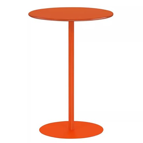 Bistrotisch aus Metall, runder Cocktailtisch in Barhöhe mit Metallfuß, runder hoher Thekentisch in Barhöhe für Küche, Zuhause, Orange (40 x 40 x 50 cm) von MARIYCH