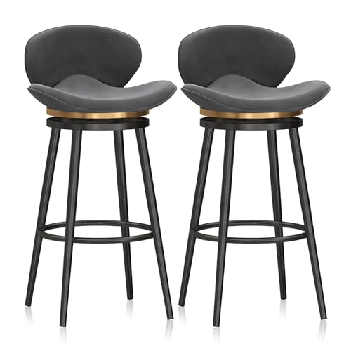 Drehbarer Barhocker, 2 Stück, Thekenhöhe, Samtpolster, Inselhocker, hoher gepolsterter Barstuhl mit Rückenlehne für Zuhause, Pub und Küche, Grau, 25,6 Zoll H Drehbarer Barhocker, 2 Stück, Thekenhöhe, Samtpolster, Inselhocker, hoher gepolsterter Barstuhl mit Rückenlehne für Zuhause, Pub und Küche, Grau, 25,6 Zoll H von MARIYCH