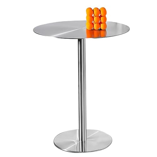 Esstisch für draußen, runder Stehtisch aus Edelstahl, Stehtisch, Theke, Bistrotisch, Kneipentisch, Terrassen- und Gartentisch, hoher Cocktailtisch mit stabilem Fuß (60 x 60 x 75 cm) von MARIYCH
