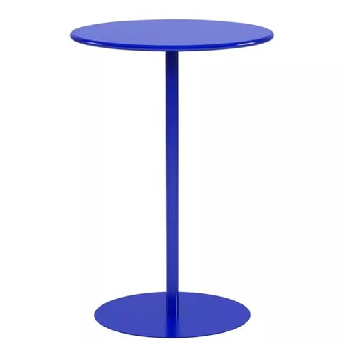 Industrieller Bistrotisch aus Metall, runder Cocktailtisch in Barhöhe mit Metallfuß, runder hoher Thekentisch in Barhöhe für Küche, Zuhause, blau (40 x 40 x 50 cm) von MARIYCH