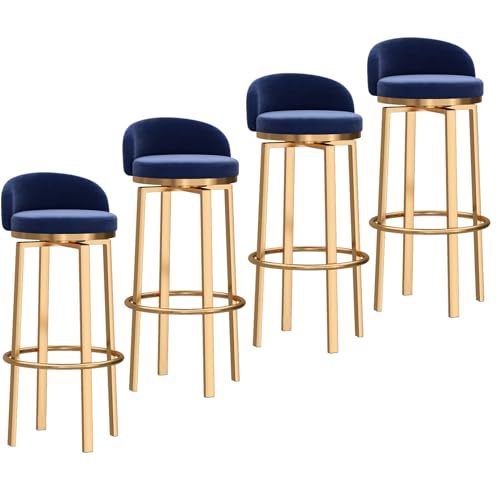 Küchenbarhocker, 4er-Set, Moderne Drehstühle, Thekenhocker mit Rückenlehne, gepolsterter Esszimmerstuhl für Bar, Küche, Esszimmer, Schwarz, 25,6 Zoll von MARIYCH