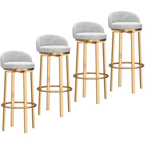 Küchenbarhocker, 4er-Set, Moderne Drehstühle, Thekenhocker mit Rückenlehne, gepolsterter Esszimmerstuhl für Bar, Küche, Esszimmer, Weiß, 29,5 Zoll von MARIYCH
