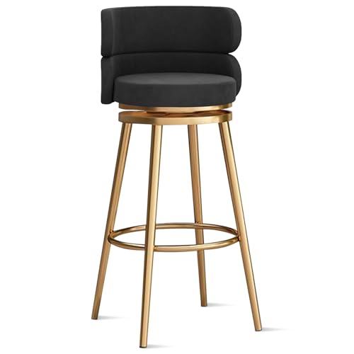 MARIYCH 360° drehbare Barhocker, Thekenhocker, Barstühle, 1er-/2er-/3er-Set, Kücheninselstuhl aus Samt mit Rückenlehne und Fußstütze aus Metall, Moderne Esszimmerstühle ohne Armlehnen, Beine in Schw MARIYCH 360° drehbare Barhocker, Thekenhocker, Barstühle, 1er-/2er-/3er-Set, Kücheninselstuhl aus Samt mit Rückenlehne und Fußstütze aus Metall, Moderne Esszimmerstühle ohne Armlehnen, Beine in Schw von MARIYCH