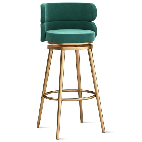 MARIYCH 360° drehbare Barhocker, Thekenhocker, Barstühle, 1er-/2er-/3er-Set, Kücheninselstuhl aus Samt mit Rückenlehne und Fußstütze aus Metall, Moderne Esszimmerstühle ohne Armlehnen, grün-goldene MARIYCH 360° drehbare Barhocker, Thekenhocker, Barstühle, 1er-/2er-/3er-Set, Kücheninselstuhl aus Samt mit Rückenlehne und Fußstütze aus Metall, Moderne Esszimmerstühle ohne Armlehnen, grün-goldene von MARIYCH