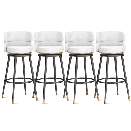 MARIYCH 360° drehbare Barhocker, Thekenhocker, Barstühle, 1er-/2er-/3er-Set, Kücheninselstuhl aus Samt mit Rückenlehne und Fußstütze aus Metall, Moderne Esszimmerstühle ohne Armlehnen, weiße und sch MARIYCH 360° drehbare Barhocker, Thekenhocker, Barstühle, 1er-/2er-/3er-Set, Kücheninselstuhl aus Samt mit Rückenlehne und Fußstütze aus Metall, Moderne Esszimmerstühle ohne Armlehnen, weiße und sch von MARIYCH