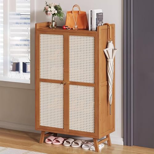 MARIYCH 5-stufiger/7-stufiger Schuhschrank aus Holz mit Rattantüren, freistehendes Schuhregal, Schrank-Organizer und Aufbewahrung für Eingangsbereich, Flur, Wohnzimmer von MARIYCH