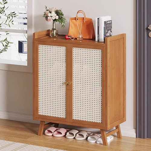 MARIYCH 5-stufiger/7-stufiger Schuhschrank aus Holz mit Rattantüren, freistehendes Schuhregal, Schrank-Organizer und Aufbewahrung für Eingangsbereich, Flur, Wohnzimmer MARIYCH 5-stufiger/7-stufiger Schuhschrank aus Holz mit Rattantüren, freistehendes Schuhregal, Schrank-Organizer und Aufbewahrung für Eingangsbereich, Flur, Wohnzimmer von MARIYCH