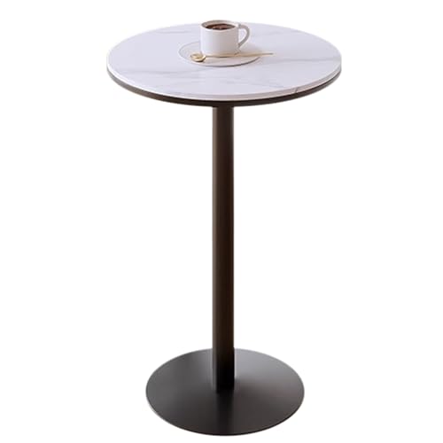 MARIYCH 55 cm runder Marmor-Stehtisch, Kaffee- und Besprechungstische mit schwarzem Bein und Sockel, Bistro-Cocktailtisch für Zuhause, Büro, Esszimmer und Küche (105 cm) von MARIYCH