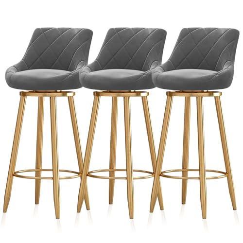 MARIYCH Barhocker 3er-Set, Bequeme Barstühle mit Rückenlehne, Fußstütze aus goldenem Metall, Inselstuhl, gepolsterter Thekenstuhl für Küche, Bar, Restaurant, Grau, 65 cm MARIYCH Barhocker 3er-Set, Bequeme Barstühle mit Rückenlehne, Fußstütze aus goldenem Metall, Inselstuhl, gepolsterter Thekenstuhl für Küche, Bar, Restaurant, Grau, 65 cm von MARIYCH