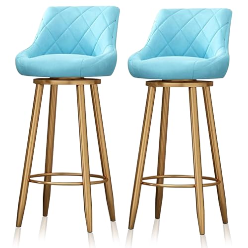 MARIYCH Barhocker aus Samt, 2er-Set, Moderne drehbare Barstühle, Küchenthekenhocker, gepolsterter Inselstuhl, Barhocker mit Rückenlehne, blau, 75 cm MARIYCH Barhocker aus Samt, 2er-Set, Moderne drehbare Barstühle, Küchenthekenhocker, gepolsterter Inselstuhl, Barhocker mit Rückenlehne, blau, 75 cm von MARIYCH