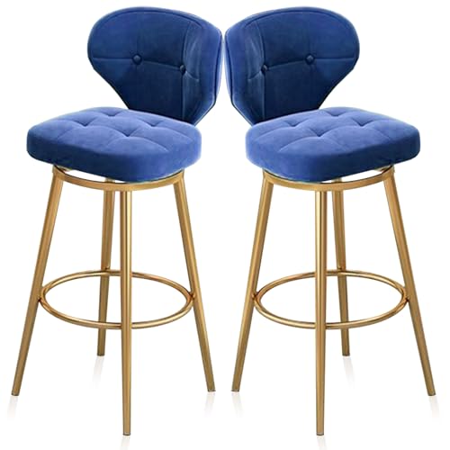 MARIYCH Barhocker für die Küche, 2er-Set mit Rückenlehne, Moderne Barhocker mit Samtpolsterung, Kneipenhocker mit Fußstütze aus goldenem Metallrahmen, Esszimmerstühle ohne Armlehnen, Blau 65 cm, 2 S MARIYCH Barhocker für die Küche, 2er-Set mit Rückenlehne, Moderne Barhocker mit Samtpolsterung, Kneipenhocker mit Fußstütze aus goldenem Metallrahmen, Esszimmerstühle ohne Armlehnen, Blau 65 cm, 2 S von MARIYCH