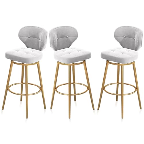 MARIYCH Barhocker für die Küche, 3er-Set, Thekenhocker mit Rückenlehne, moderner Drehstuhl mit Goldener Metallfußstütze für Kücheninsel, Esszimmer, Café, Pub, Weiß, 65 cm von MARIYCH