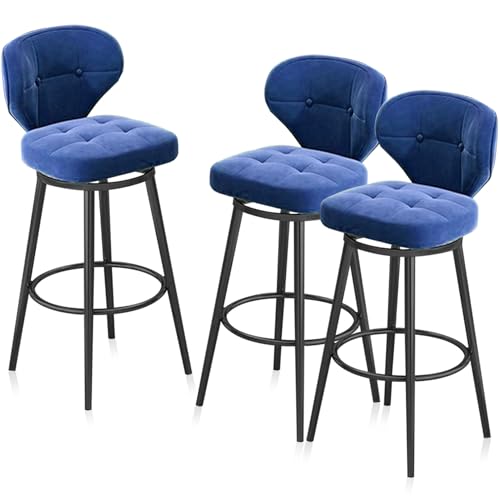 MARIYCH Barhocker für die Küche, 3er-Set mit Rückenlehne, Moderne Barhocker mit Samtpolsterung, Kneipenhocker mit Fußstütze aus schwarzem Metallrahmen, Esszimmerstühle ohne Armlehnen, Blau 75 cm, 3 MARIYCH Barhocker für die Küche, 3er-Set mit Rückenlehne, Moderne Barhocker mit Samtpolsterung, Kneipenhocker mit Fußstütze aus schwarzem Metallrahmen, Esszimmerstühle ohne Armlehnen, Blau 75 cm, 3 von MARIYCH