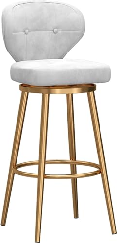 MARIYCH Barhocker in Thekenhöhe, 2er-Set, 360° drehbare Hocker mit Rückenlehne, goldene Fußstütze, Kücheninselhocker für Restaurants, Bars, Cafés, Grau, 65 cm von MARIYCH