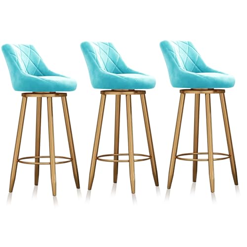 MARIYCH Barhocker mit Drehfunktion in Thekenhöhe, 3er-Set, mit Samt gepolsterter Küchenstuhl mit Rückenlehne, goldene Metallbasis für Küchentheken und Kücheninseln, Hellblau, 65 cm MARIYCH Barhocker mit Drehfunktion in Thekenhöhe, 3er-Set, mit Samt gepolsterter Küchenstuhl mit Rückenlehne, goldene Metallbasis für Küchentheken und Kücheninseln, Hellblau, 65 cm von MARIYCH
