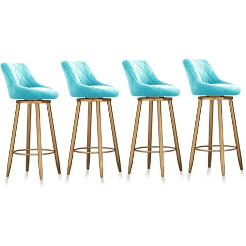MARIYCH Barhocker mit Drehfunktion in Thekenhöhe, 4er-Set, mit Samt gepolsterter Küchenstuhl mit Rückenlehne, goldene Metallbasis für Küchentheken und Kücheninseln, Hellblau, 65 cm MARIYCH Barhocker mit Drehfunktion in Thekenhöhe, 4er-Set, mit Samt gepolsterter Küchenstuhl mit Rückenlehne, goldene Metallbasis für Küchentheken und Kücheninseln, Hellblau, 65 cm von MARIYCH