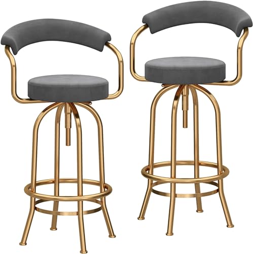 MARIYCH Barkrukken, verstelbare draaistoel, Moderne eetkamerstoelen, fluwelen rugleuning en Ronde voetensteun, 2 stuks (Roze) von MARIYCH