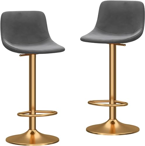 MARIYCH Barkrukken Draaistoel Verstelbaar 65-80cm, Keuken Eetkamer Schoonheidssalons Barkrukken met Rugleuning en Gouden Voetsteun, 2 Stuks (Wit) von MARIYCH