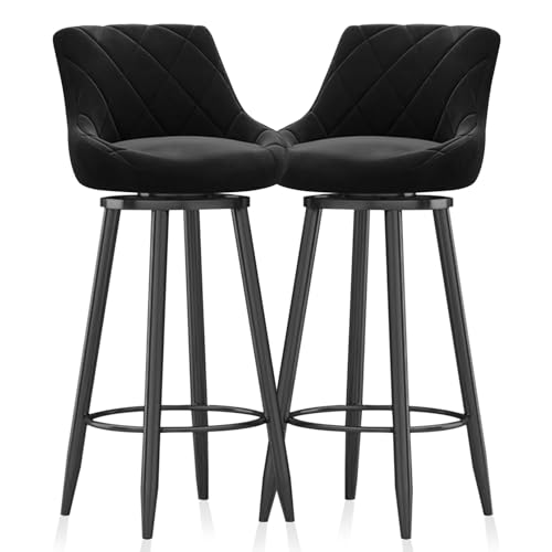 MARIYCH Drehbare, Moderne Barhocker, 2er-Set, Küchenbarstühle, Schwarze Metallfußstütze mit Rückenlehne, Esszimmerstühle, Inselstühle ohne Armlehnen für Kücheninsel-Bar, Bistro-Kaffee, Schwarz 75 cm MARIYCH Drehbare, Moderne Barhocker, 2er-Set, Küchenbarstühle, Schwarze Metallfußstütze mit Rückenlehne, Esszimmerstühle, Inselstühle ohne Armlehnen für Kücheninsel-Bar, Bistro-Kaffee, Schwarz 75 cm von MARIYCH