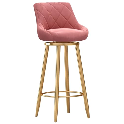 MARIYCH Drehbare Barhocker, 1er-Set, Barstuhl in Thekenhöhe mit gepolstertem Sitz und Goldener Metallfußstütze, Moderne Inselstühle aus Samt für Kücheninsel-Esszimmerstühle, Rosa, 65 cm von MARIYCH