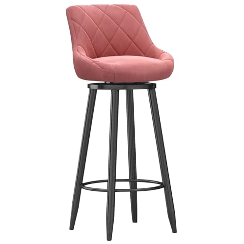 MARIYCH Drehbare Barhocker, 1er-Set, Barstuhl in Thekenhöhe mit gepolstertem Sitz und schwarzer Fußstütze aus Metall, Moderne Inselstühle aus Samt für Kücheninsel-Esszimmerstühle, Rosa, 75 cm von MARIYCH