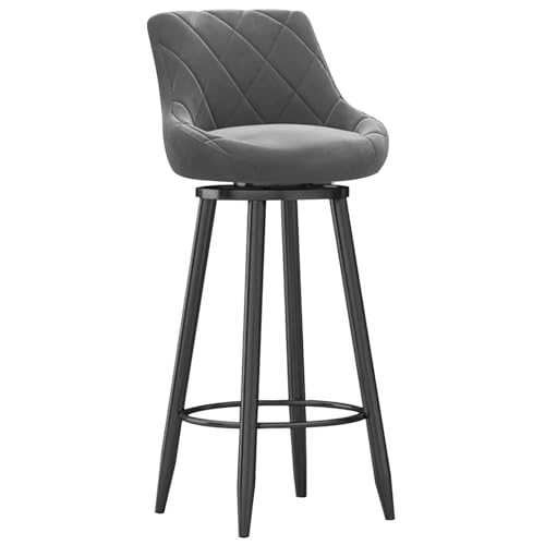 MARIYCH Drehbare Barhocker, 1er-Set, Barstuhl in Thekenhöhe mit gepolstertem Sitz und schwarzer Fußstütze aus Metall, Moderne Inselstühle aus Samt für Kücheninsel-Esszimmerstühle, grau, 65 cm MARIYCH Drehbare Barhocker, 1er-Set, Barstuhl in Thekenhöhe mit gepolstertem Sitz und schwarzer Fußstütze aus Metall, Moderne Inselstühle aus Samt für Kücheninsel-Esszimmerstühle, grau, 65 cm von MARIYCH