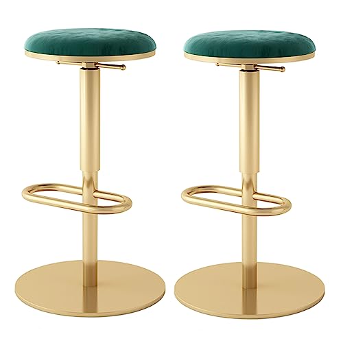 MARIYCH Drehbare Barhocker, 2er-Set, Barhocker in Thekenhöhe aus Samt, moderner hoher Esszimmerstuhl, Esszimmerstuhl für Kücheninsel, Balkon zu Hause, Café, Bar, Pub, Blau, Schwarze Beine, 65 cm von MARIYCH