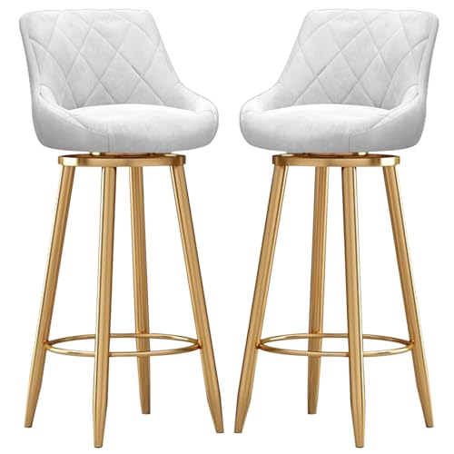MARIYCH Drehbare Barhocker, 2er-Set, Barstuhl in Thekenhöhe mit gepolstertem Sitz und Goldener Metallfußstütze, Moderne Inselstühle aus Samt für Kücheninsel-Esszimmerstühle, weiß, 65 cm MARIYCH Drehbare Barhocker, 2er-Set, Barstuhl in Thekenhöhe mit gepolstertem Sitz und Goldener Metallfußstütze, Moderne Inselstühle aus Samt für Kücheninsel-Esszimmerstühle, weiß, 65 cm von MARIYCH