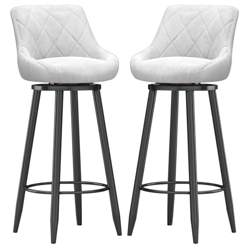 MARIYCH Drehbare Barhocker, 2er-Set, Barstuhl in Thekenhöhe mit gepolstertem Sitz und schwarzer Fußstütze aus Metall, Moderne Inselstühle aus Samt für Kücheninsel-Esszimmerstühle, weiß, 65 cm MARIYCH Drehbare Barhocker, 2er-Set, Barstuhl in Thekenhöhe mit gepolstertem Sitz und schwarzer Fußstütze aus Metall, Moderne Inselstühle aus Samt für Kücheninsel-Esszimmerstühle, weiß, 65 cm von MARIYCH