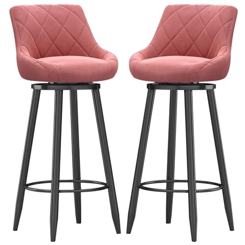 MARIYCH Drehbare Barhocker, 2er-Set, Barstuhl in Thekenhöhe mit gepolstertem Sitz und schwarzer Metallfußstütze, Moderne Inselstühle aus Samt für Kücheninsel-Esszimmerstühle, Rosa, 75 cm MARIYCH Drehbare Barhocker, 2er-Set, Barstuhl in Thekenhöhe mit gepolstertem Sitz und schwarzer Metallfußstütze, Moderne Inselstühle aus Samt für Kücheninsel-Esszimmerstühle, Rosa, 75 cm von MARIYCH