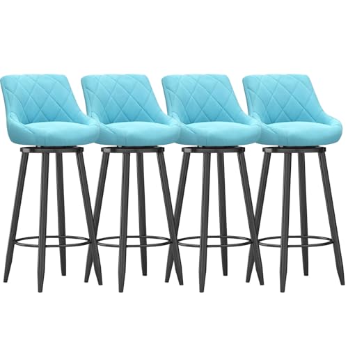 MARIYCH Drehbare Barhocker, 4er-Set, Barstuhl in Thekenhöhe mit gepolstertem Sitz und schwarzer Metallfußstütze, Moderne Inselstühle aus Samt für Kücheninsel-Esszimmerstühle, Hellblau, 75 cm MARIYCH Drehbare Barhocker, 4er-Set, Barstuhl in Thekenhöhe mit gepolstertem Sitz und schwarzer Metallfußstütze, Moderne Inselstühle aus Samt für Kücheninsel-Esszimmerstühle, Hellblau, 75 cm von MARIYCH