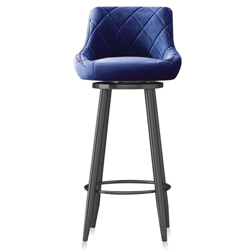 MARIYCH Drehbare Barhocker, Moderne gepolsterte Hocker, Esszimmerstuhl, Schwarze Metallbeine und Fußstütze, 1er-Set mit Rückenlehne für Küchentheke und Esszimmer, blau, 75 cm MARIYCH Drehbare Barhocker, Moderne gepolsterte Hocker, Esszimmerstuhl, Schwarze Metallbeine und Fußstütze, 1er-Set mit Rückenlehne für Küchentheke und Esszimmer, blau, 75 cm von MARIYCH