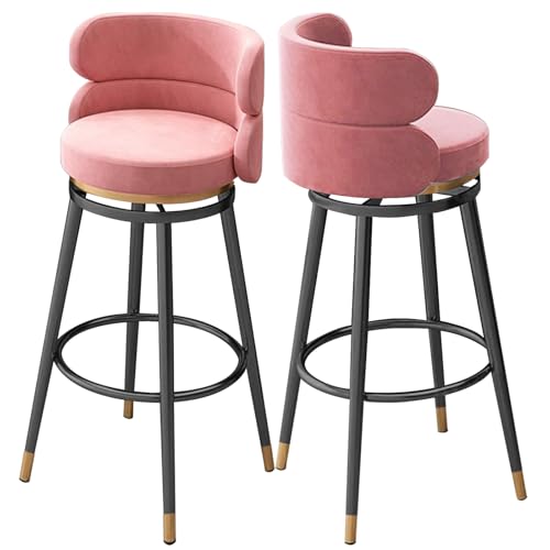 MARIYCH Drehbare Barhocker, Set mit 1/2/3/4 Thekenhockern, moderner drehbarer Inselstuhl aus Metall mit hoher Rückenlehne, Barstühle für Zuhause, Küche und Esszimmer, rosa-Schwarze Beine 65 cm, 2 St MARIYCH Drehbare Barhocker, Set mit 1/2/3/4 Thekenhockern, moderner drehbarer Inselstuhl aus Metall mit hoher Rückenlehne, Barstühle für Zuhause, Küche und Esszimmer, rosa-Schwarze Beine 65 cm, 2 St von MARIYCH