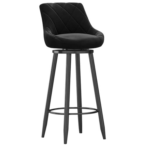 MARIYCH Drehbare Barhocker aus Samt, 1er-Set, Moderne Barstühle, Pub-Café-Barhocker mit Rückenlehne, Stuhl in Thekenhöhe mit schwarzen Metallbeinen, gepolsterter Stuhl, Inselstühle mit Rückenlehne, von MARIYCH