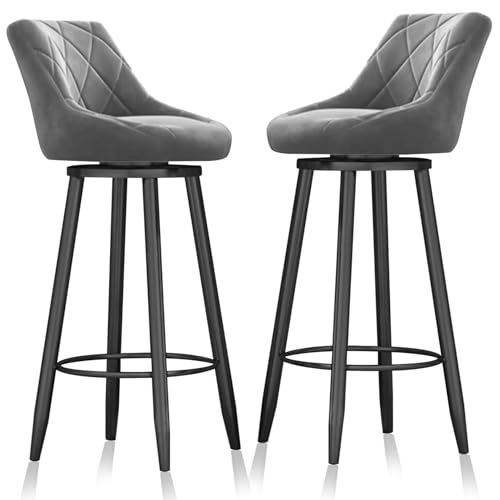 MARIYCH Drehbare Barhocker mit Rückenlehne und Metallrahmen, schwarz gepolsterter Stuhl, Barhocker in Thekenhöhe, 2er-Set, für Kücheninsel, Esszimmer, Pub, Hausbar, Grau MARIYCH Drehbare Barhocker mit Rückenlehne und Metallrahmen, schwarz gepolsterter Stuhl, Barhocker in Thekenhöhe, 2er-Set, für Kücheninsel, Esszimmer, Pub, Hausbar, Grau von MARIYCH