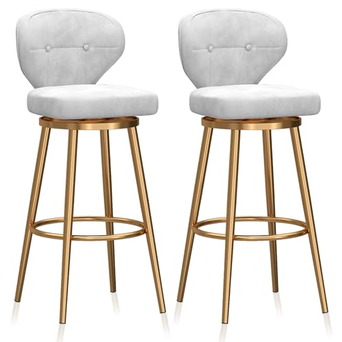 MARIYCH Drehbarer Barhocker 2er-Set, Barhocker in Thekenhöhe mit goldenen Beinen, moderner Esszimmerstuhl aus Samt mit Rückenlehne, gepolsterter Stuhl für Theke, Kücheninsel, Weiß, 2 PCS MARIYCH Drehbarer Barhocker 2er-Set, Barhocker in Thekenhöhe mit goldenen Beinen, moderner Esszimmerstuhl aus Samt mit Rückenlehne, gepolsterter Stuhl für Theke, Kücheninsel, Weiß, 2 PCS von MARIYCH