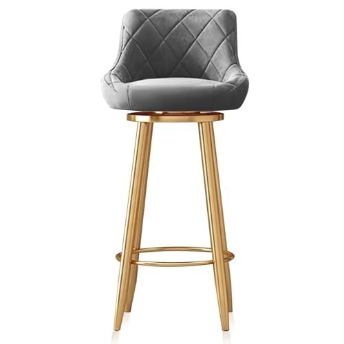 MARIYCH Drehbarer Barstuhl mit Rückenlehne, Barhocker aus Samt, 1er-Set, Frühstücksstuhl für die Küche, Hocker mit Goldener Fußstütze und Metallbeinen, Barhocker in Armlehnenhöhe, Grau, 75 cm MARIYCH Drehbarer Barstuhl mit Rückenlehne, Barhocker aus Samt, 1er-Set, Frühstücksstuhl für die Küche, Hocker mit Goldener Fußstütze und Metallbeinen, Barhocker in Armlehnenhöhe, Grau, 75 cm von MARIYCH