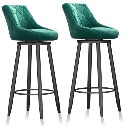 MARIYCH Drehhocker mit Rückenlehne und schwarzem Metallrahmen, Barhocker in Thekenhöhe, 2er-Set, gepolsterter hoher Hocker für Kücheninsel, Esszimmer, Pub, Hausbar,Grün 75cm von MARIYCH