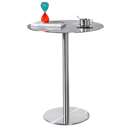 MARIYCH Esstisch für draußen, Theken-Bistro-Kneipentische, Terrassen-Gartentisch, runder Stehtisch, Edelstahl, hoher Tisch, hoher Cocktailtisch, Frühstücks-Kneipentisch, Kleiner Couchtisch (60 x 60 von MARIYCH