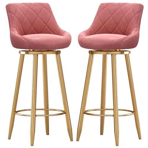 MARIYCH Gepolsterte Küchenhocker mit Rückenlehne, drehbare Barhocker in Thekenhöhe, 2er-Set, Inselhocker für Bar, Küche, Esszimmer, mit Goldener Fußstütze aus Metall,Rosa, 75 cm MARIYCH Gepolsterte Küchenhocker mit Rückenlehne, drehbare Barhocker in Thekenhöhe, 2er-Set, Inselhocker für Bar, Küche, Esszimmer, mit Goldener Fußstütze aus Metall,Rosa, 75 cm von MARIYCH