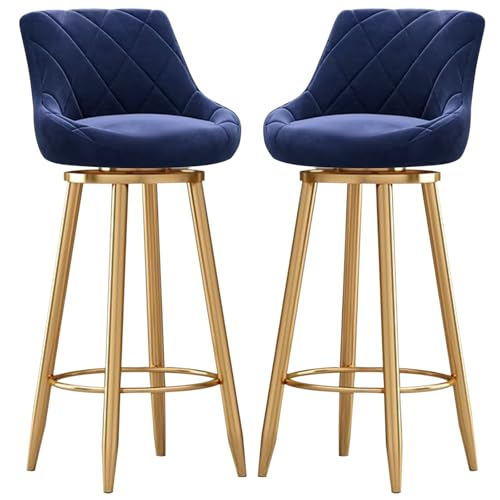 MARIYCH Gepolsterte Küchenhocker mit Rückenlehne, drehbare Barhocker in Thekenhöhe, 2er-Set, Inselhocker für Bar, Küche, Esszimmer, mit Goldener Metallfußstütze,Blau,75cm MARIYCH Gepolsterte Küchenhocker mit Rückenlehne, drehbare Barhocker in Thekenhöhe, 2er-Set, Inselhocker für Bar, Küche, Esszimmer, mit Goldener Metallfußstütze,Blau,75cm von MARIYCH