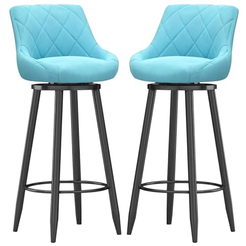 MARIYCH Gepolsterte Küchenhocker mit Rückenlehne, drehbare Barhocker in Thekenhöhe, 2er-Set, Inselhocker für Bar, Küche, Esszimmer, mit schwarzer Fußstütze aus Metall, Hellblau, 75 cm MARIYCH Gepolsterte Küchenhocker mit Rückenlehne, drehbare Barhocker in Thekenhöhe, 2er-Set, Inselhocker für Bar, Küche, Esszimmer, mit schwarzer Fußstütze aus Metall, Hellblau, 75 cm von MARIYCH
