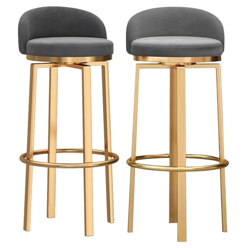 MARIYCH Hocker in Küchenthekenhöhe, 2er-Set, Esszimmerstuhl mit Samtpolsterung, Küchenbarhocker mit Goldener Fußstütze für Café, Bar, Heimbalkon, Grau, 25,6 Zoll MARIYCH Hocker in Küchenthekenhöhe, 2er-Set, Esszimmerstuhl mit Samtpolsterung, Küchenbarhocker mit Goldener Fußstütze für Café, Bar, Heimbalkon, Grau, 25,6 Zoll von MARIYCH