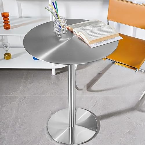 MARIYCH Kneipentisch in Industrie-Stehtischhöhe, Cocktailtische, runder Esstisch aus Edelstahl mit Platte und stabilem Metallfuß, für Esszimmer, Bistro, Café, Zuhause, Wohnzimmer (50 x 50 x 95 cm) von MARIYCH