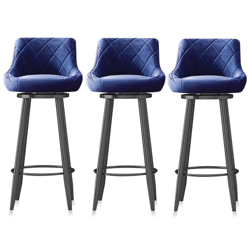 MARIYCH Moderne 360° drehbare Barhocker, gepolsterte Küchenstühle 3er-Set mit schwarzen Beinen und Fußstütze Barhocker in Barhöhe Esszimmerstühle,Blau,75cm MARIYCH Moderne 360° drehbare Barhocker, gepolsterte Küchenstühle 3er-Set mit schwarzen Beinen und Fußstütze Barhocker in Barhöhe Esszimmerstühle,Blau,75cm von MARIYCH