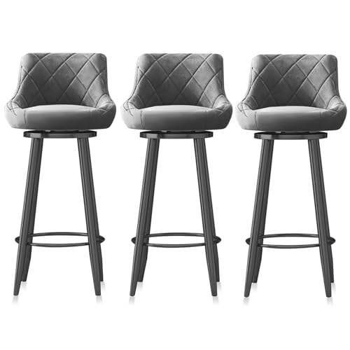MARIYCH Moderne 360° drehbare Barhocker, gepolsterte Küchenstühle 3er-Set mit schwarzen Beinen und Fußstütze Barhocker in Barhöhe Esszimmerstühle,Grau,75cm MARIYCH Moderne 360° drehbare Barhocker, gepolsterte Küchenstühle 3er-Set mit schwarzen Beinen und Fußstütze Barhocker in Barhöhe Esszimmerstühle,Grau,75cm von MARIYCH
