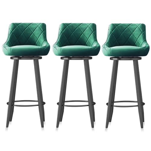MARIYCH Moderne 360° drehbare Barhocker, gepolsterte Küchenstühle 3er-Set mit schwarzen Beinen und Fußstütze Barhocker in Barhöhe Esszimmerstühle,Grün,65cm MARIYCH Moderne 360° drehbare Barhocker, gepolsterte Küchenstühle 3er-Set mit schwarzen Beinen und Fußstütze Barhocker in Barhöhe Esszimmerstühle,Grün,65cm von MARIYCH