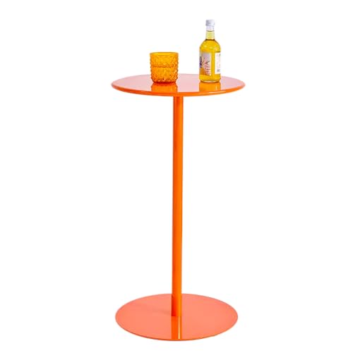 MARIYCH Orangefarbener hoher Kneipentisch, runder Cocktail-Bistrotisch aus Metall, Mid-Century-Frühstücks-ESS-Küchentisch, Wohnzimmer-Beistelltisch (40 x 40 x 50 cm) von MARIYCH
